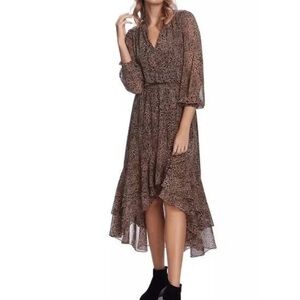 1 State Animal Print Hi-Low Maxi Dress, Large, Trending Print, Party, Feminine
